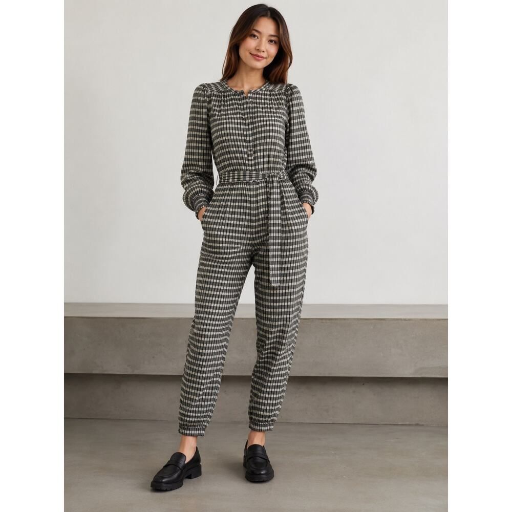 Cefinn Isla Belted Checked Brushed Cotton Jumpsuit FR36/US4